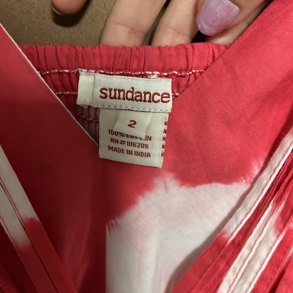 Sundance red and white tie die midi dress size 2 100% cotton - Picture 5 of 8